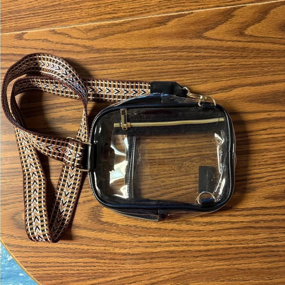 NWOT Clear Crossbody Bag with Black Trim - Picture 4 of 8